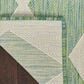 Nourison Positano Geometric Blue and Green 6" x 9" Indoor/Outdoor Area Rug, , large