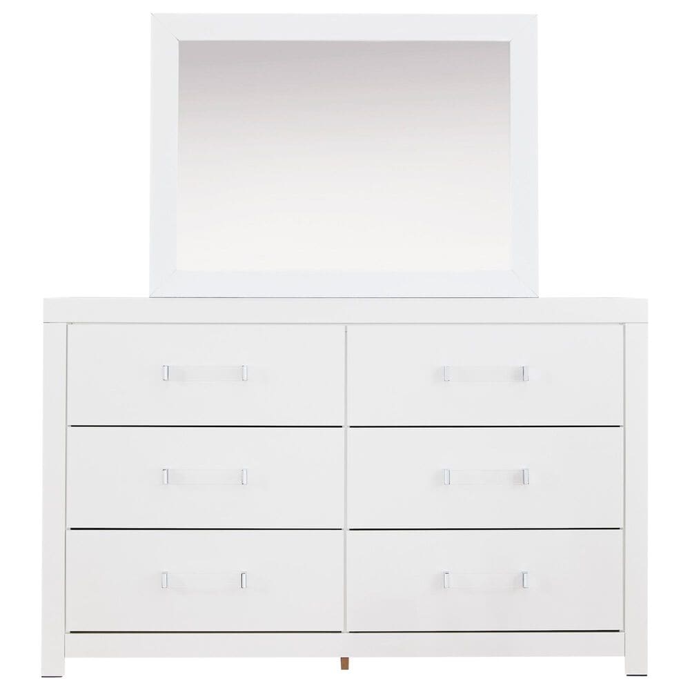 Ashley Maeling 4 Piece Queen Upholstered Panel Bedroom Set in Matte White, , large