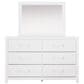 Ashley Maeling 4 Piece Queen Upholstered Panel Bedroom Set in Matte White, , large