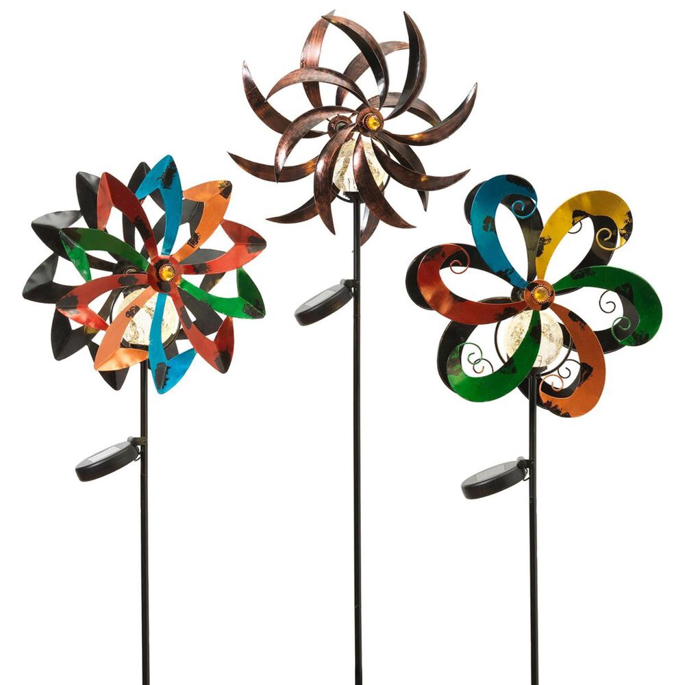 The Gerson Company 43" Solar Wind Spinners (Set of 3), , large
