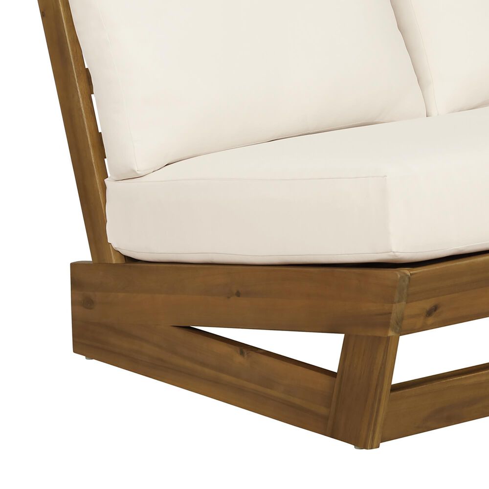 Linon Home Decor Silbury Outdoor Bench with Black Cushion in Warm Teak, , large