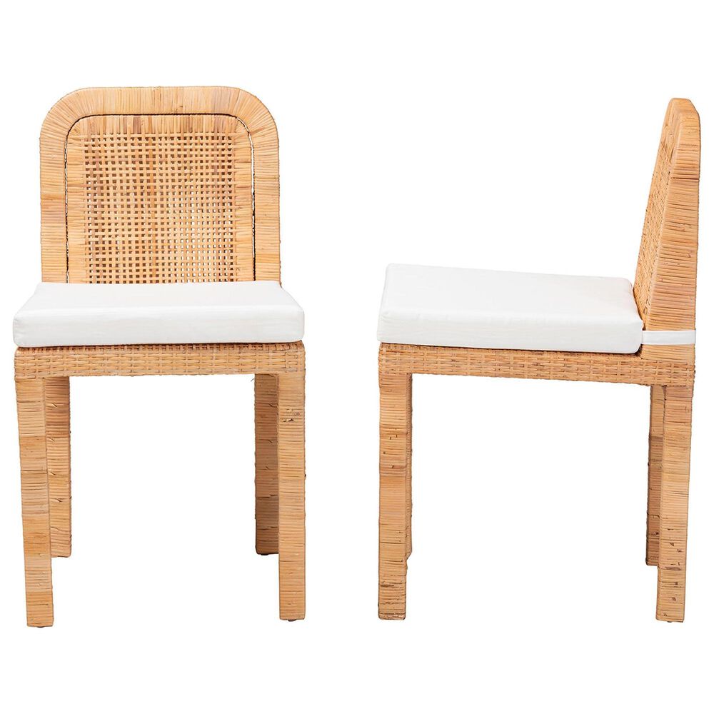 Baxton Studio Zariah Side Chair in Natural Brown (Set of 2), , large