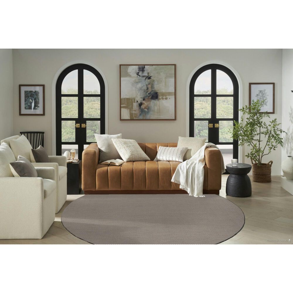 Nourison Courtyard Ivory and Charcoal 8&#39; Round Indoor/Outdoor Area Rug, , large