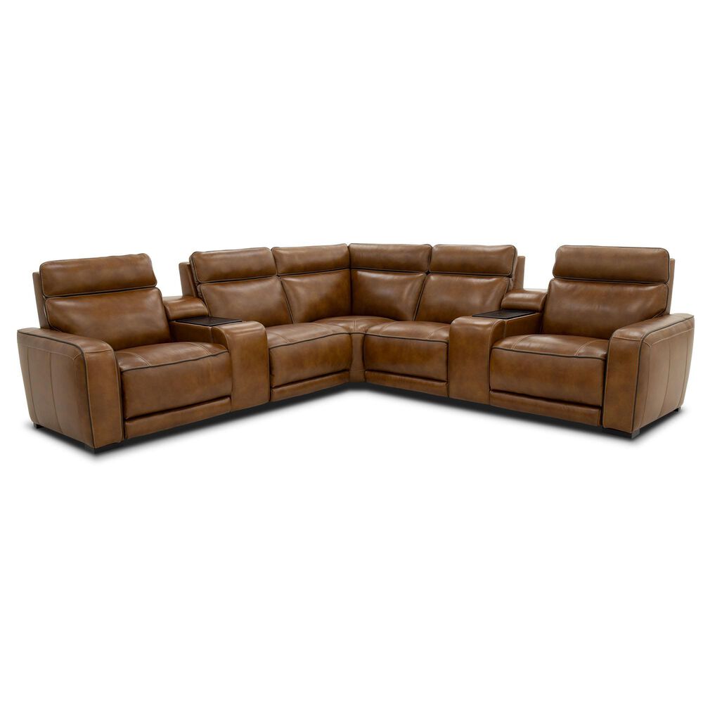 Palisade & Co. 7-Piece Immersive Sound Power Reclining Sectional in Venetian Honey, , large