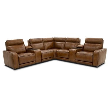 Palisade & Co. 7-Piece Immersive Sound Power Reclining Sectional in Venetian Honey, , large