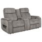 Aurora Furnishings Power Reclining Console Loveseat with Power Headrest in Arica Pewter, , large