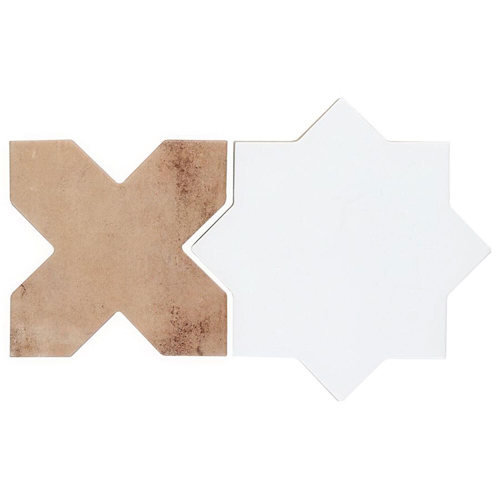Soho Studio Malta White Star Polished and Cotto Cross Matte 6" x 6" Porcelain Tile Kit, , large