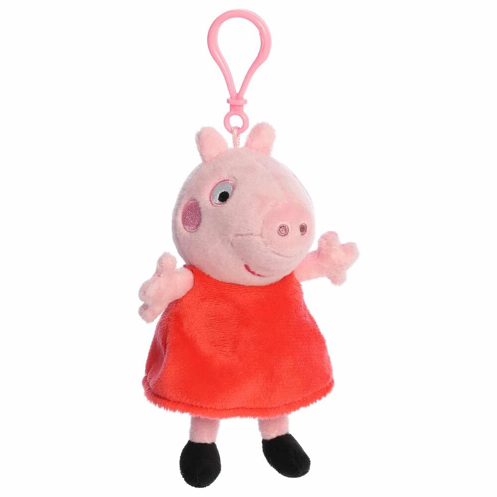 Aurora 4.5" Peppa Pig Clip-On Plush in Pink and Red, , large