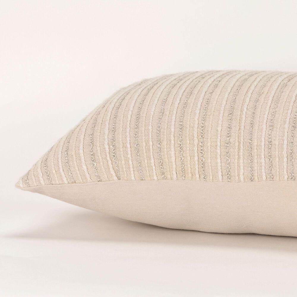 Rizzy Home 14&quot; x 26&quot; Down Filled Lumbar Pillow in Neutral, , large