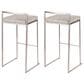 LumiSource Fuji 30" Stacker Bar Stool with Light Grey Cowboy Upholstery in Stainless Steel (Set of 2), , large
