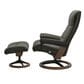 Stressless View Signature Medium Leather Chair and Ottoman in Paloma Dark Olive, , large