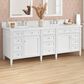 James Martin Brittany 84" Double Bathroom Vanity in Bright White with 3 cm White Zeus Top and Rectangular Sinks, , large