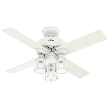 Hunter Pelston 44" Ceiling Fan with LED Lights in Matte White, , large
