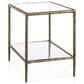 Furniture of America Lalia End Table with Tempered Glass Top and Open Storage Shelf in Matte Gold, , large