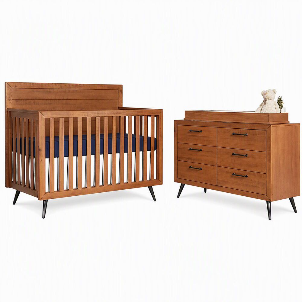 Evolur Stilnovo 3-Piece Nursery Set with 4-in-1 Convertible Crib, Double Dresser and Changer Top in Sugar Cane, , large