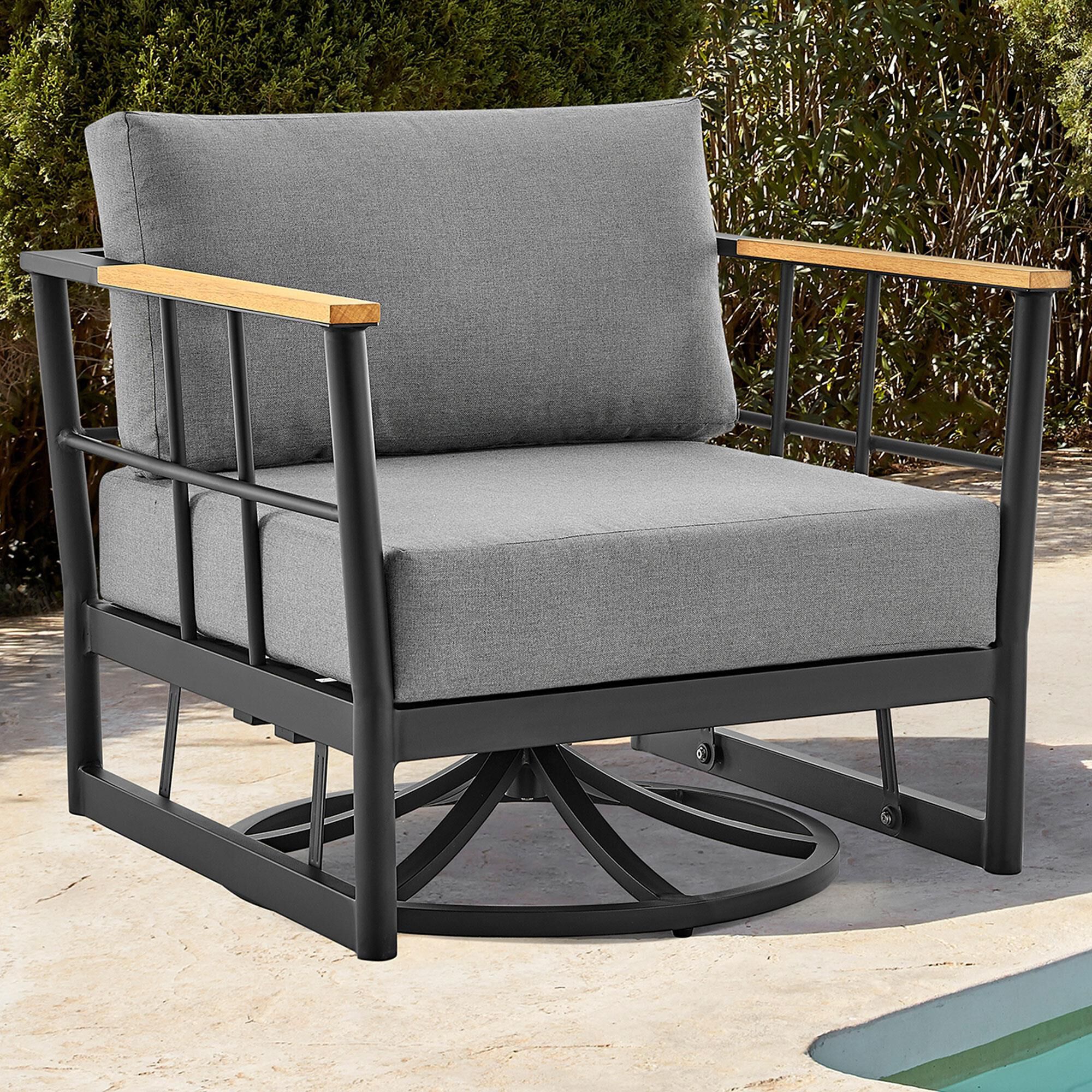 Blue River Shari Patio Swivel Glider Lounge Chair in Black NFM