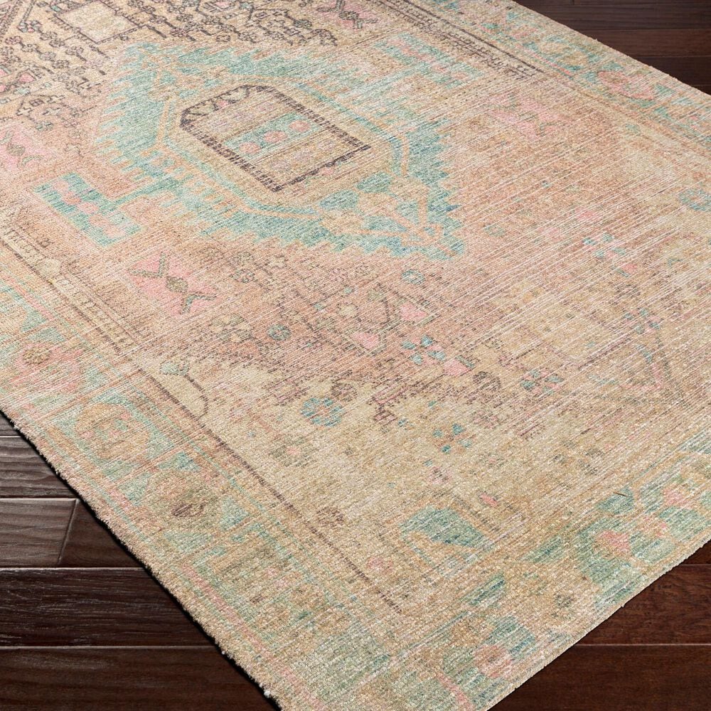 Surya Unique Dusty Pink, Wheat, Charcoal, Peach, Beige, Medium Green and Sage 2'6" x 4' Area Rug, , large
