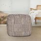LR Home 18" Square Checkered Pouf in Cream and Black, , large