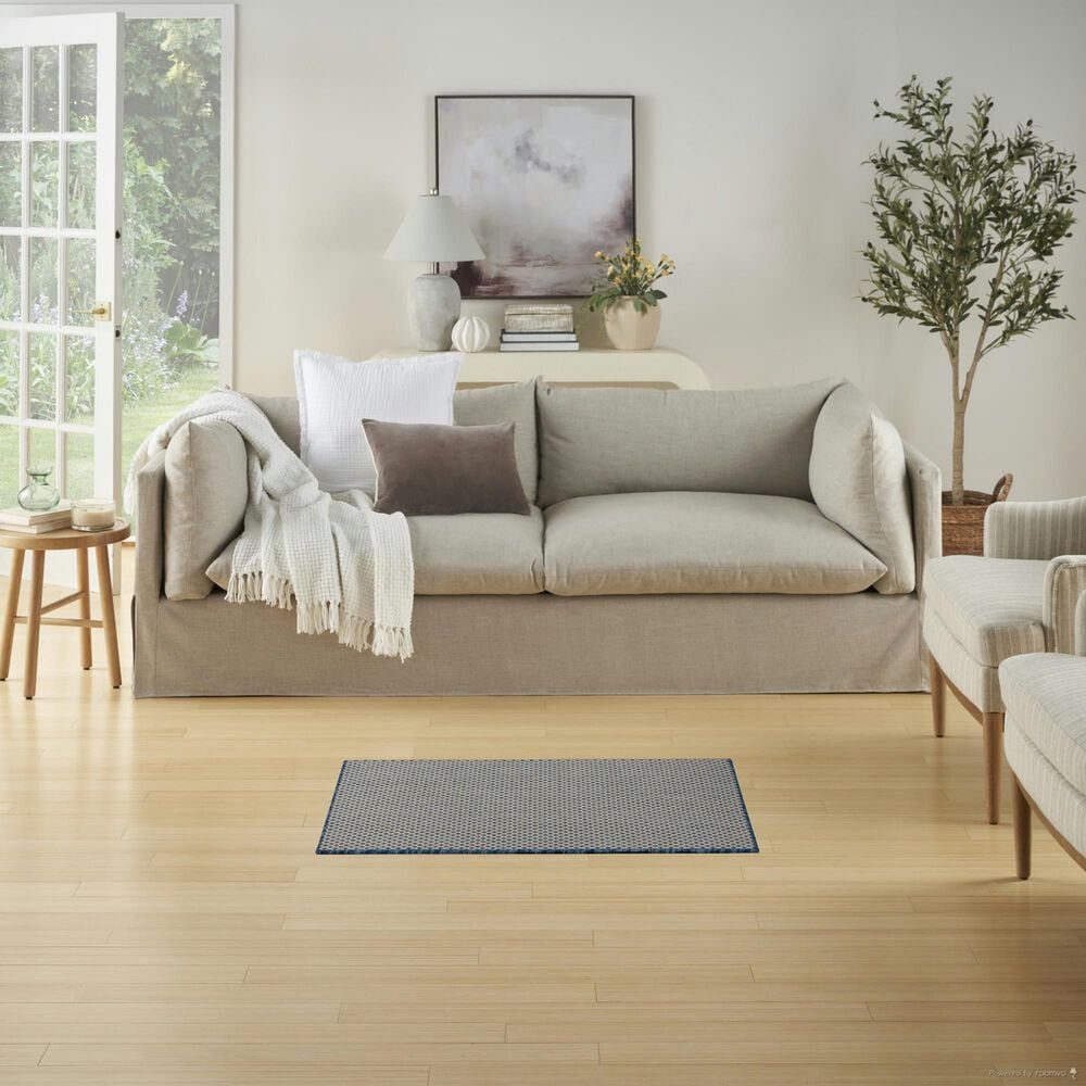 Nourison Courtyard Ivory and Blue 2&#39; x 3&#39; Indoor/Outdoor Area Rug, , large
