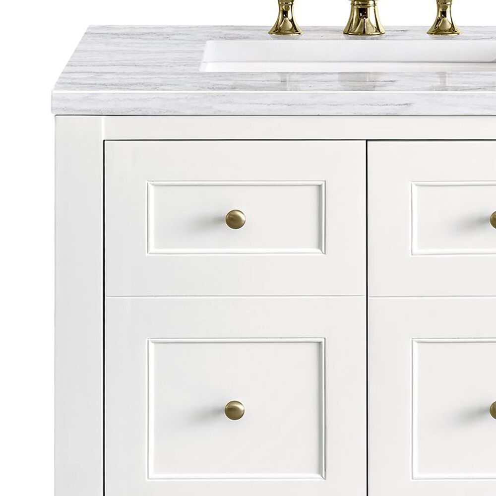 James Martin Vanities Breckenridge 30&quot; Single Bathroom Vanity in Bright White with 3 cm Arctic Fall Solid Surface Top and Rectangular Sink, , large