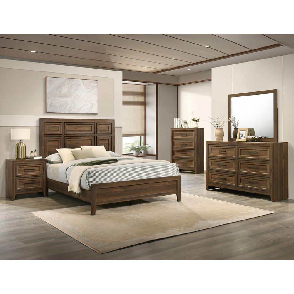 Crown Mark Lorraine 5 Piece King Panel Bedroom Set in Brown, , large