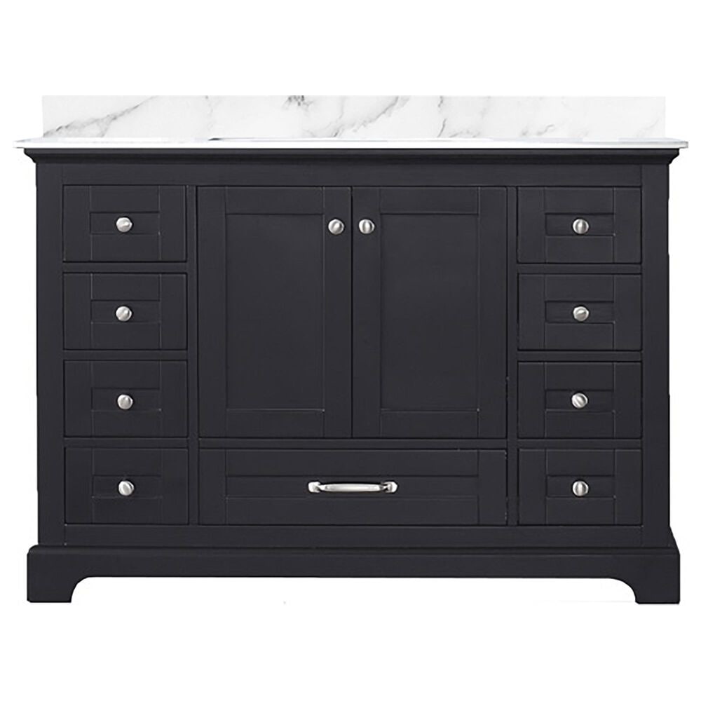 Lexora Home Dukes 48&quot; Single Bathroom Vanity in Espresso with 2 cm White Carrara Marble Top and Rectangular Sink, , large