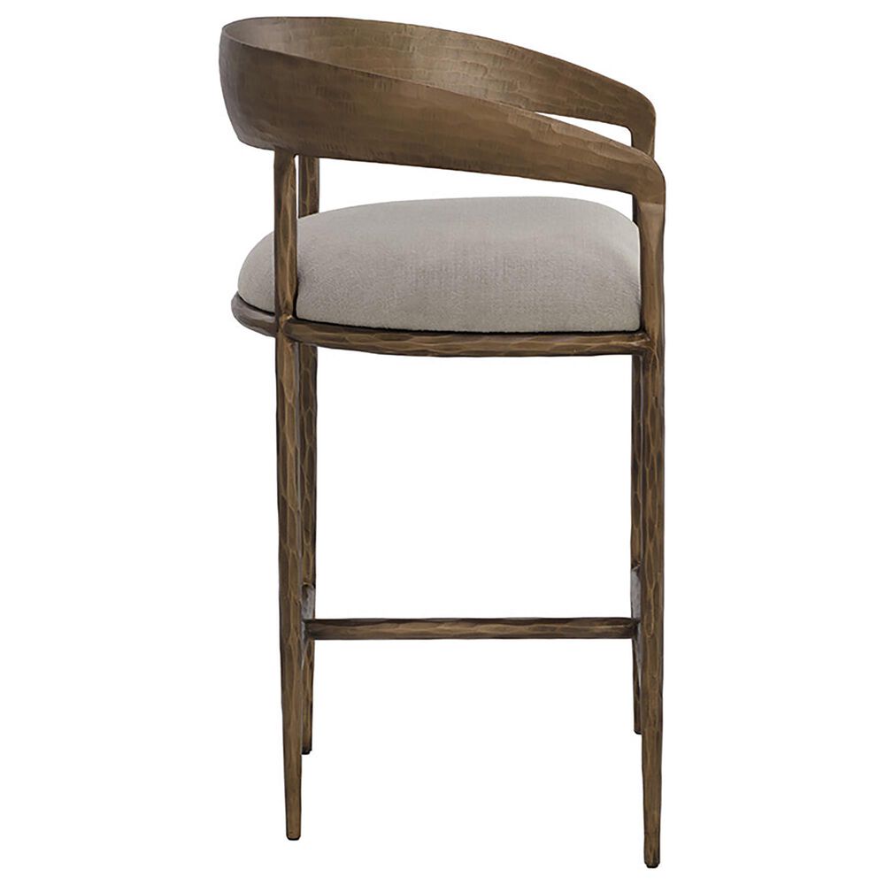 37B Zanatta Counter Stool with Taupe Grey Cushion in Antique Brass, , large