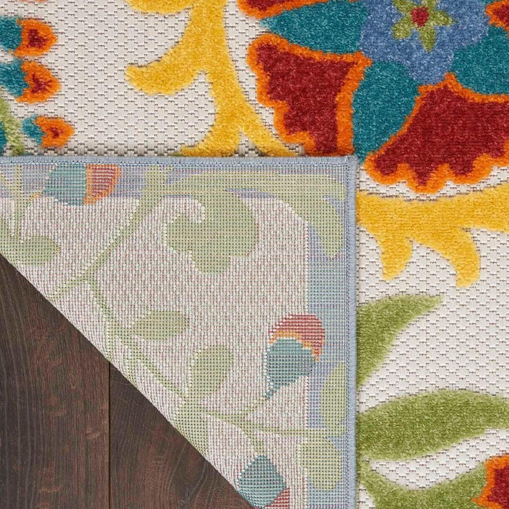 Nourison Aloha ALH17 2&#39;3&quot; x 12&#39; Ivory and Multicolor Indoor/Outdoor Runner, , large