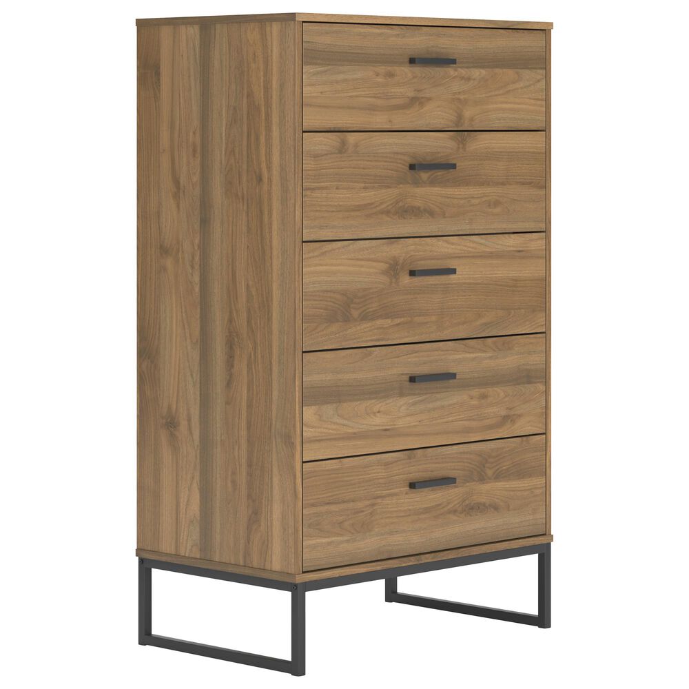 Ashley Deanlow 5-Drawer Chest in Honey Brown and Dark Pewter, , large
