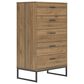 Ashley Deanlow 5-Drawer Chest in Honey Brown and Dark Pewter, , large