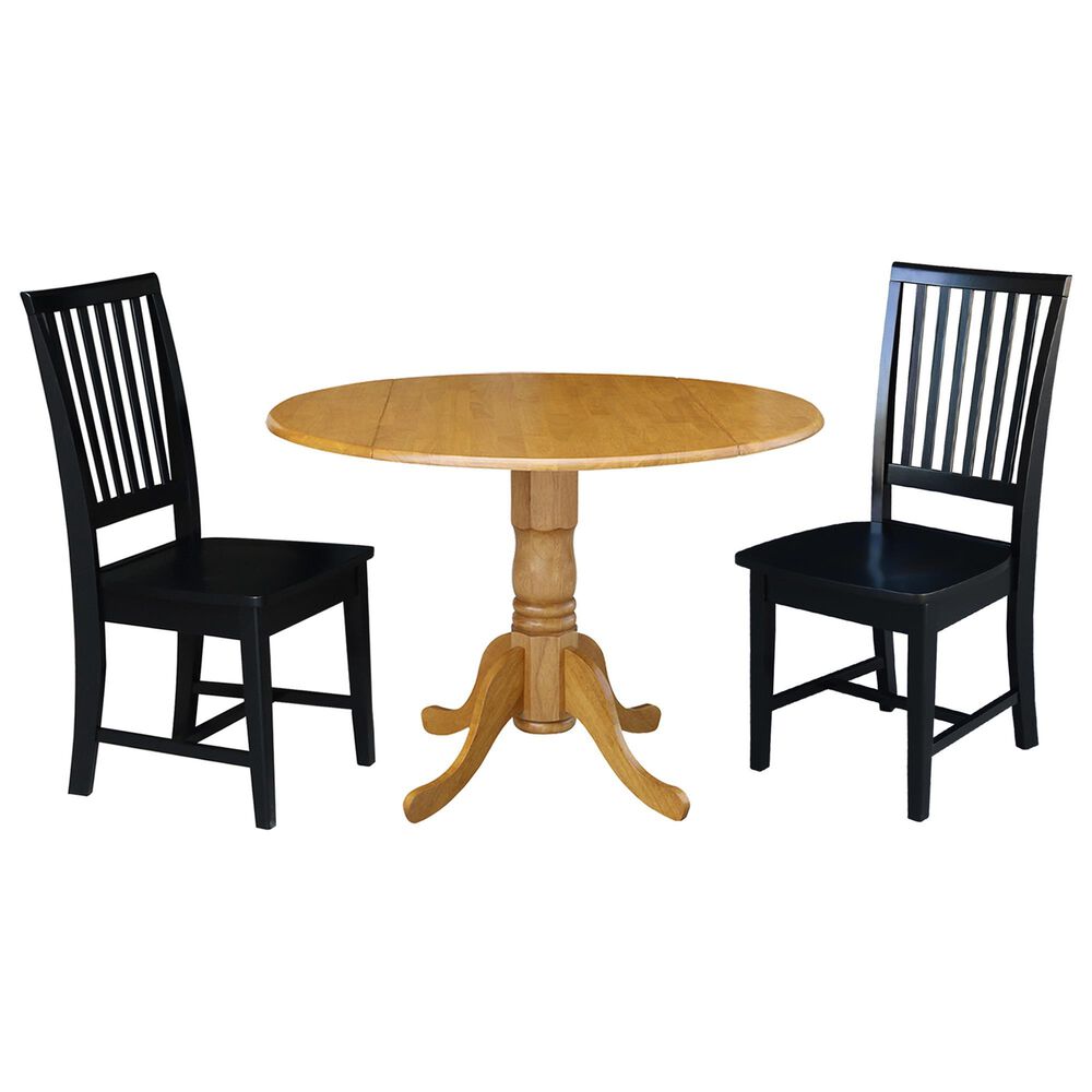 International Concepts 3Piece Round Modern Farmhouse Dining Set in Oak
