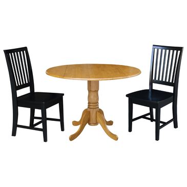 International Concepts 3-Piece Round Modern Farmhouse Dining Set in Oak and Black, , large