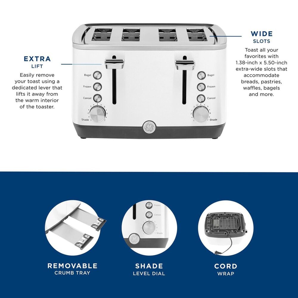 GE Appliances 4-Slice Toaster in White, , large
