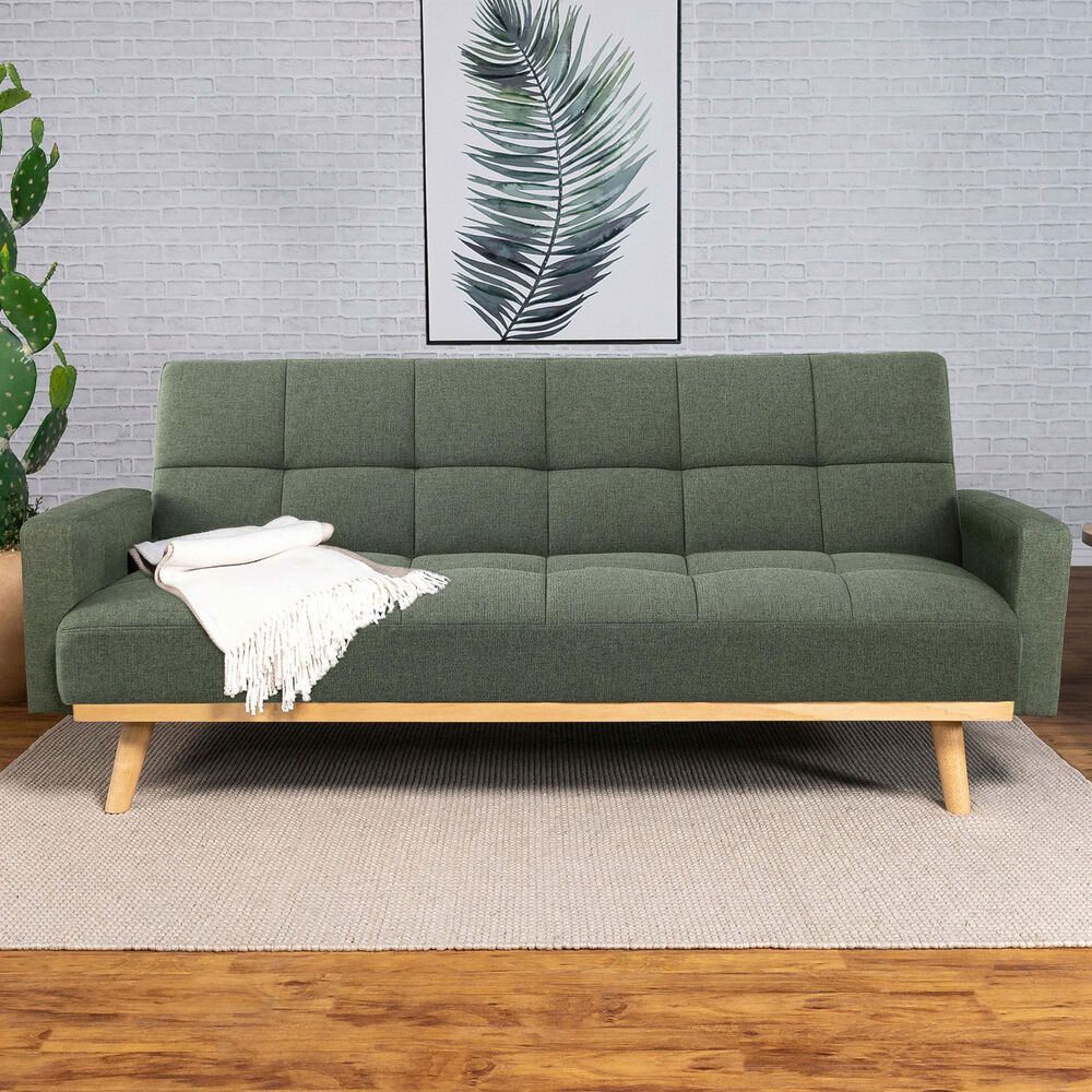 Pacific Landing Kourtney Push Back Convertible Sofa Bed in Sage Green, , large