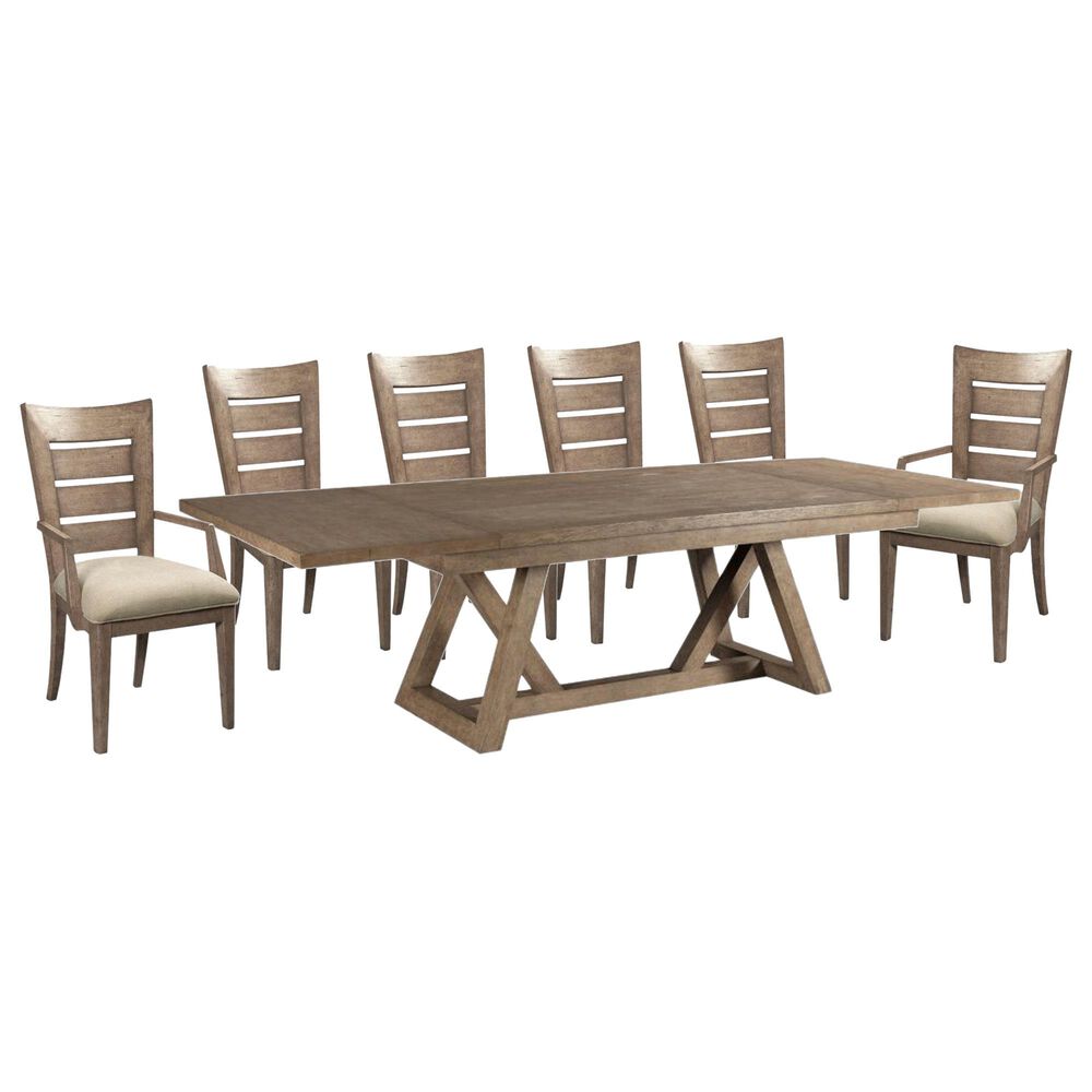 American Drew Skyline 7 Piece Dining Table Set in White Oak, , large