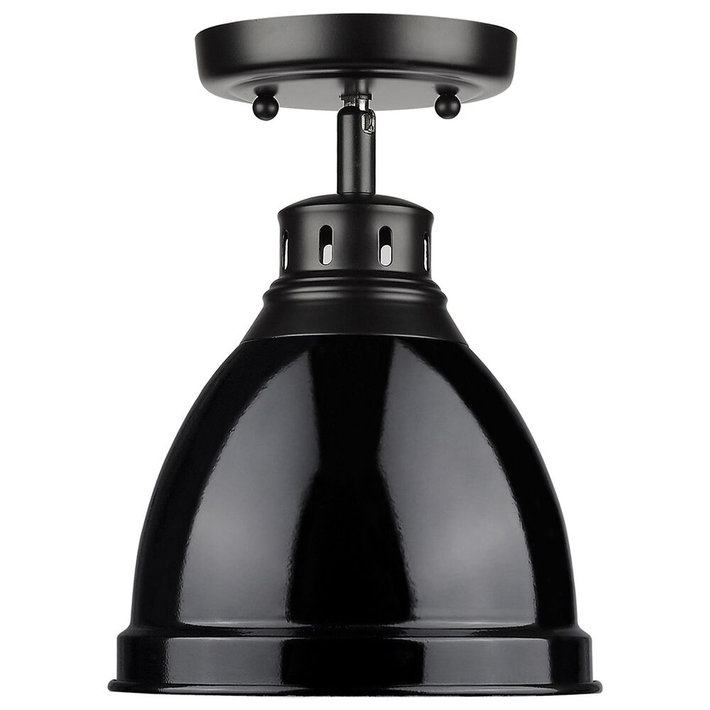 Golden Lighting Duncan Flush Mount in Matte Black and Glossy Black, , large