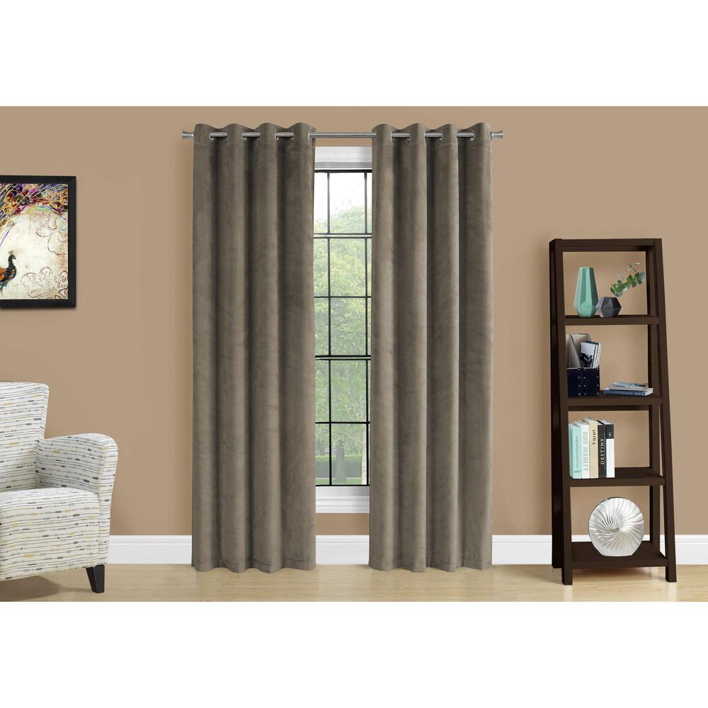 Monarch Specialties 52&quot; x 84&quot; Curtain Panel in Taupe &#40;Set of 2&#41;, , large