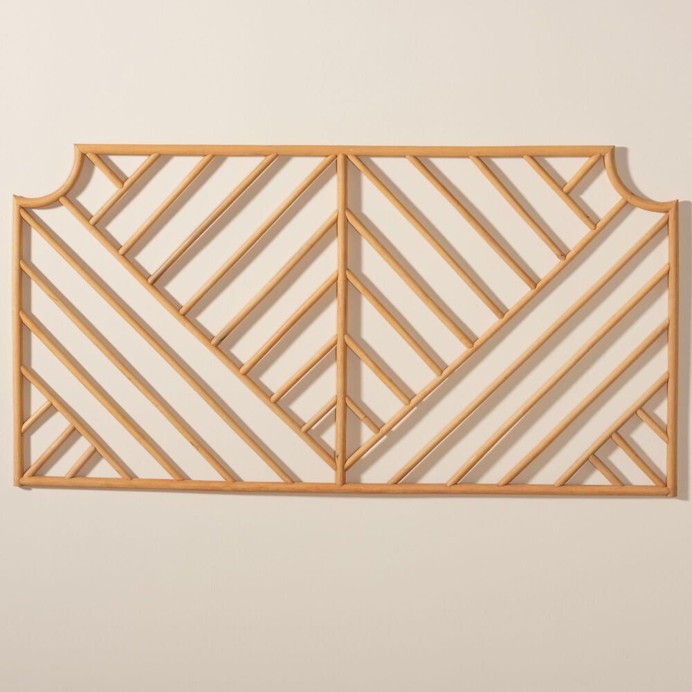 Baxton Studio Giza Queen Slat Headboard in Natural Brown, , large