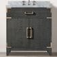 Lexora Home Laurel 30" Single Bathroom Vanity in Black Oak with White Carrara Marble Top and Rectangular Sink, , large