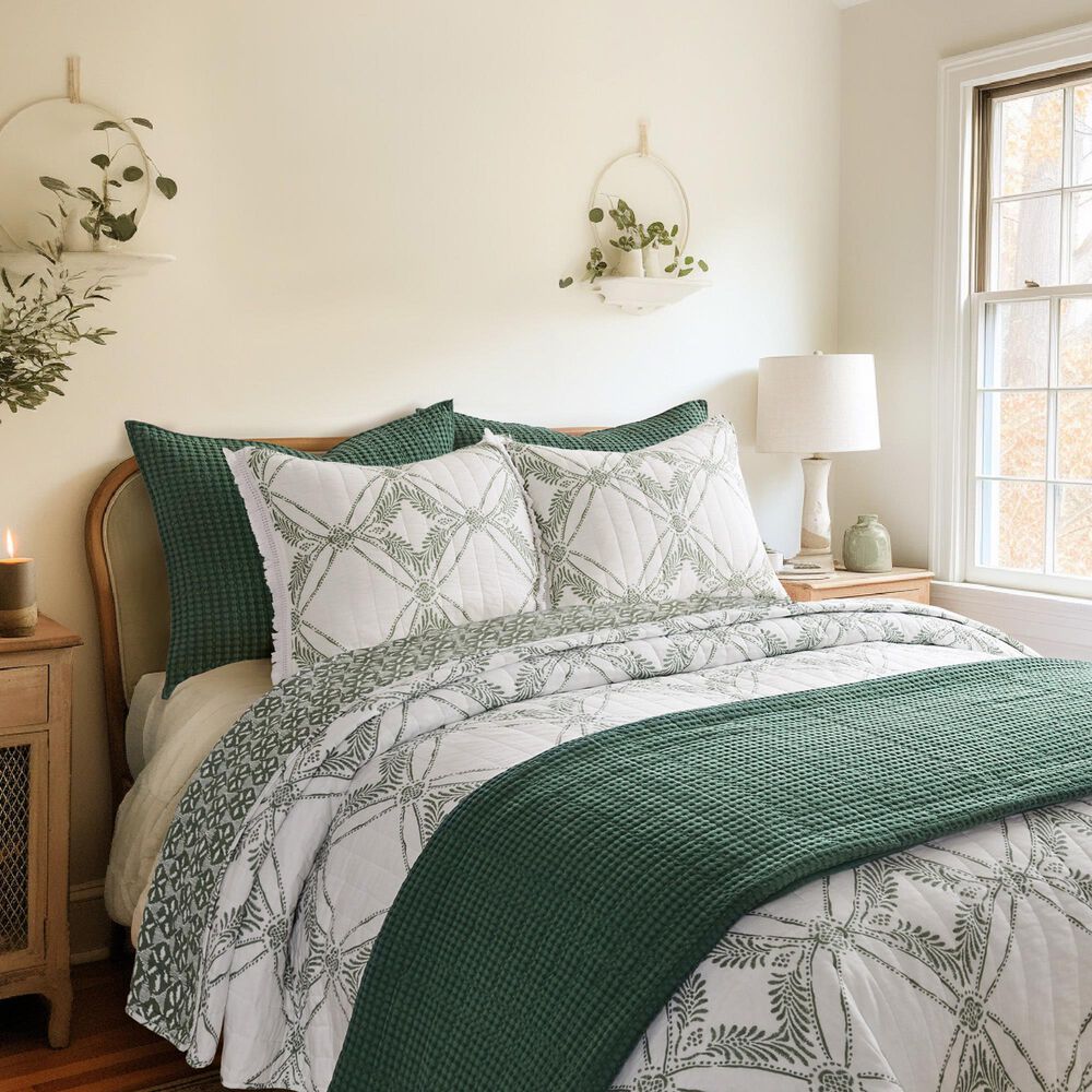 Levtex Kemala Sage 3-Piece Full/Queen Quilt Set in Sage and Cream, , large