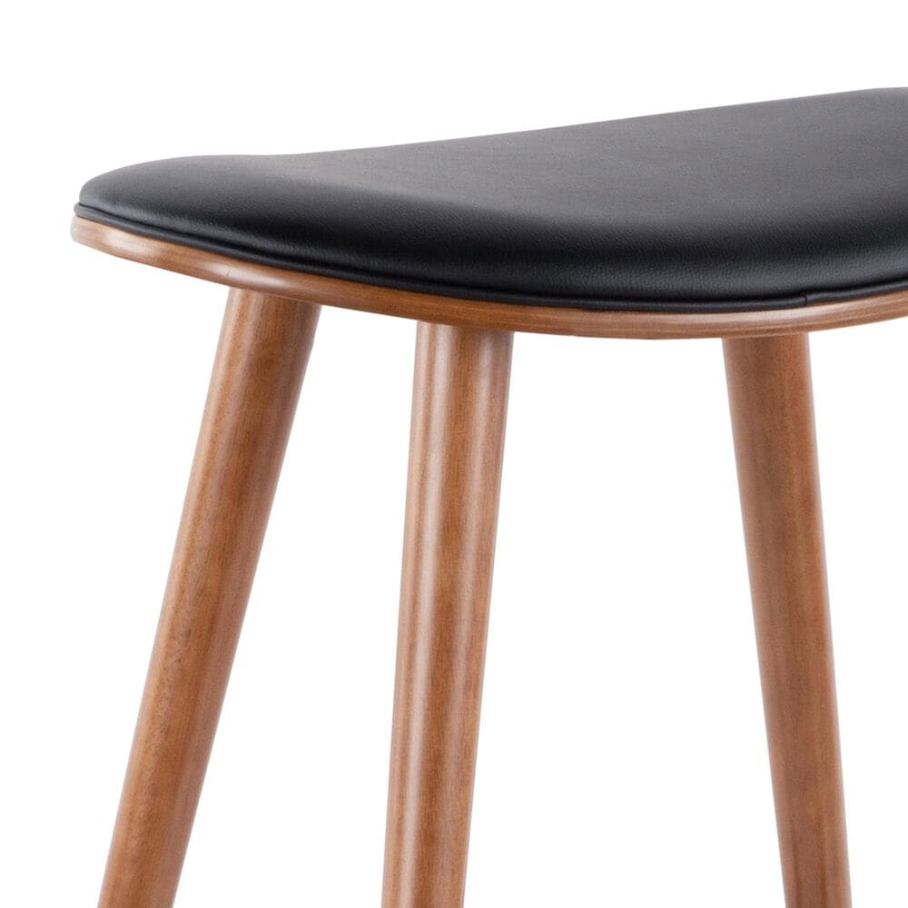 Lumisource Saddle Counter Stool with Black Cushion in Walnut and Black &#40;Set of 2&#41;, , large