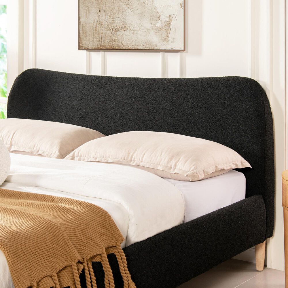 Jennifer Taylor Home Roman King Platform Bed with Ebony Black Upholstered in Natural Whitewashed, , large