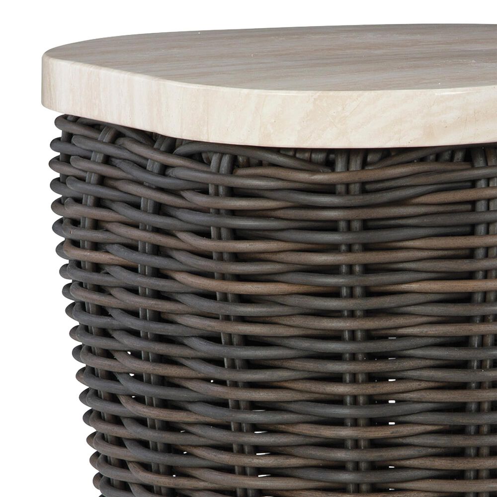 Ashley Kimora Patio Square End Table in Beige and Dark Brown - Table Only, , large