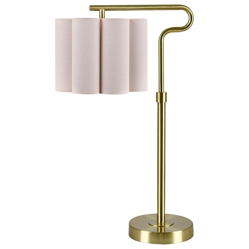 Slatehouse 21" Task Lamp with Scallop Pink Shade in Gold, , large