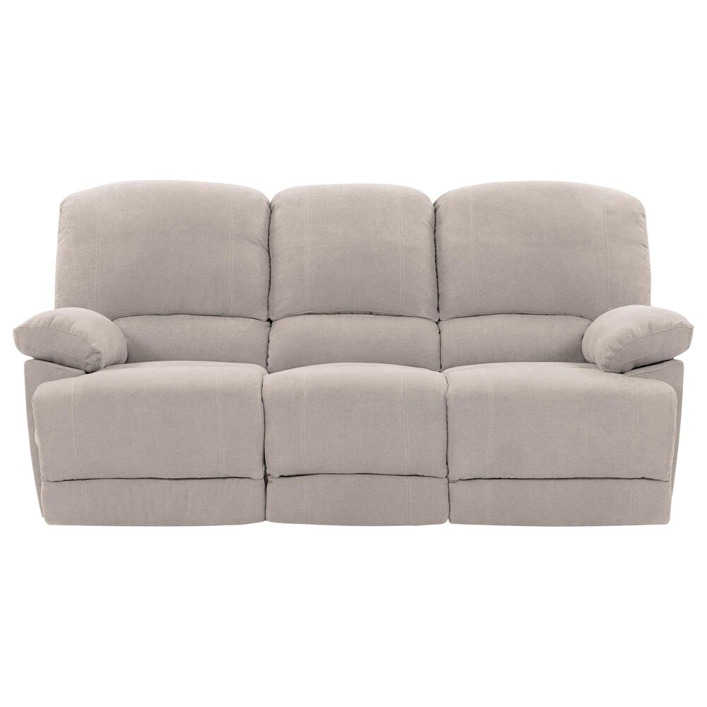 CorLiving Lea Reclining Console Sofa with Cupholders in Beige Fabric, , large