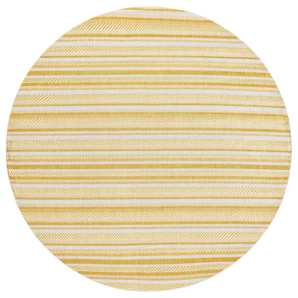 Surya Eagean EAG-2424 Mustard and Ivory 5"3" Round Indoor/Outdoor Area Rug, , large
