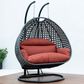 Leisuremod Patio 2-Seat Hanging Egg Swing Chair with Dark Orange Cushion in Charcoal, , large