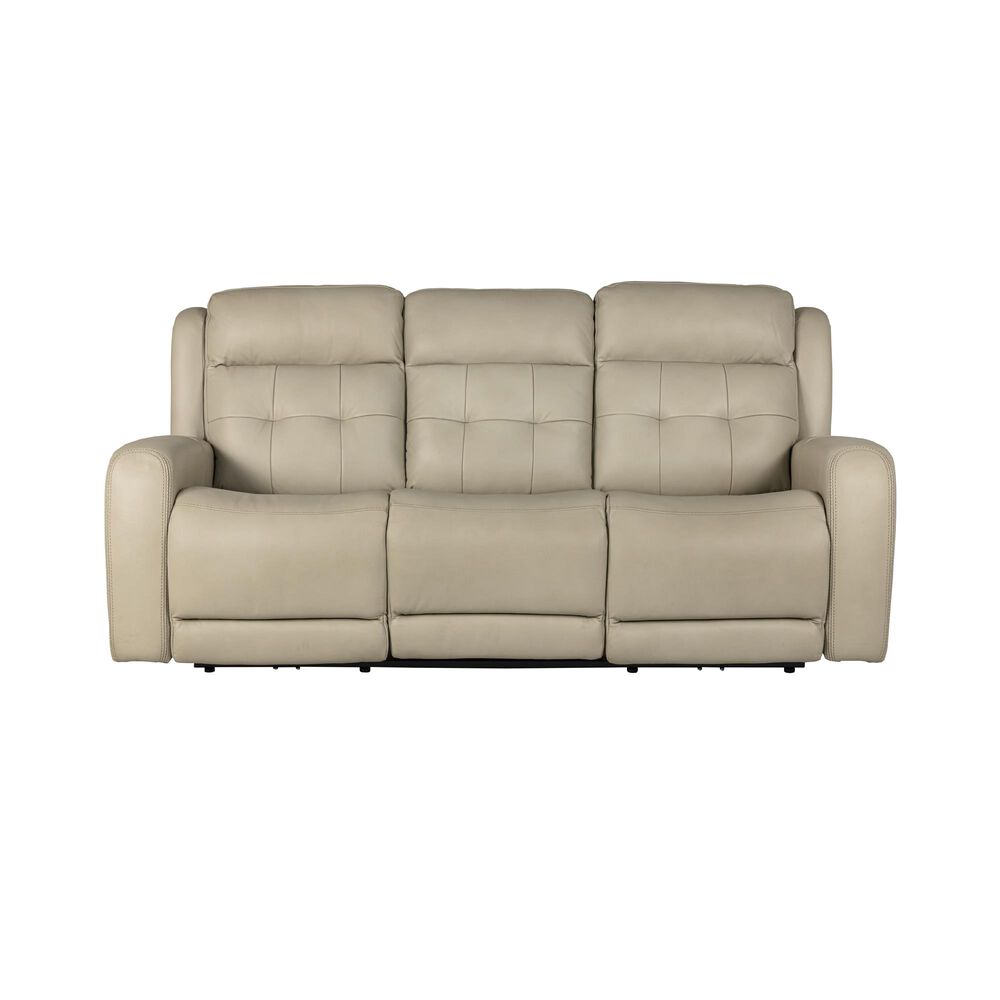 Flexsteel Grant Leather Match Power Reclining Sofa with Power Headrest in Bisque, , large