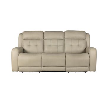 Flexsteel Grant Leather Match Power Reclining Sofa with Power Headrest in Bisque, , large