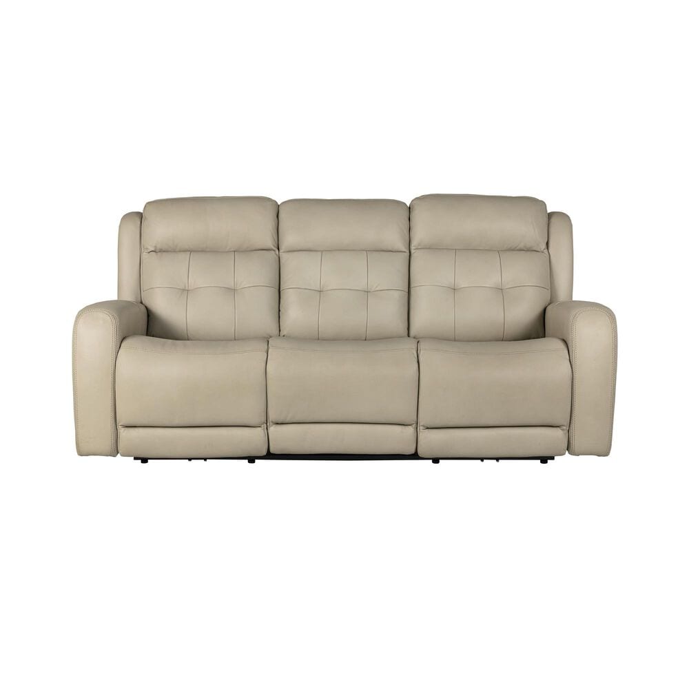 Flexsteel Grant Leather Match Power Reclining Sofa with Power Headrest in Bisque, , large